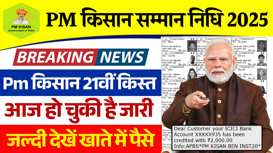 Pm kisan 21th Instalment : पीएम किसान 21वीं किस्त हुआ जारी अभी चेक करें